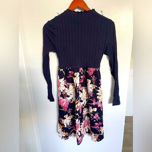 🔵Navy blue floral full sleeves dress size s